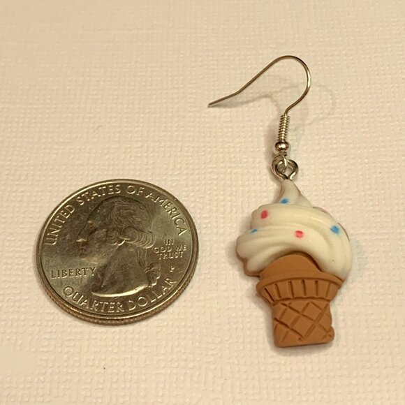 Ice Cream Cone Earring, Ice Cream Earring, Funny Food Earring, Gift Idea, Summer - Picture 2 of 4